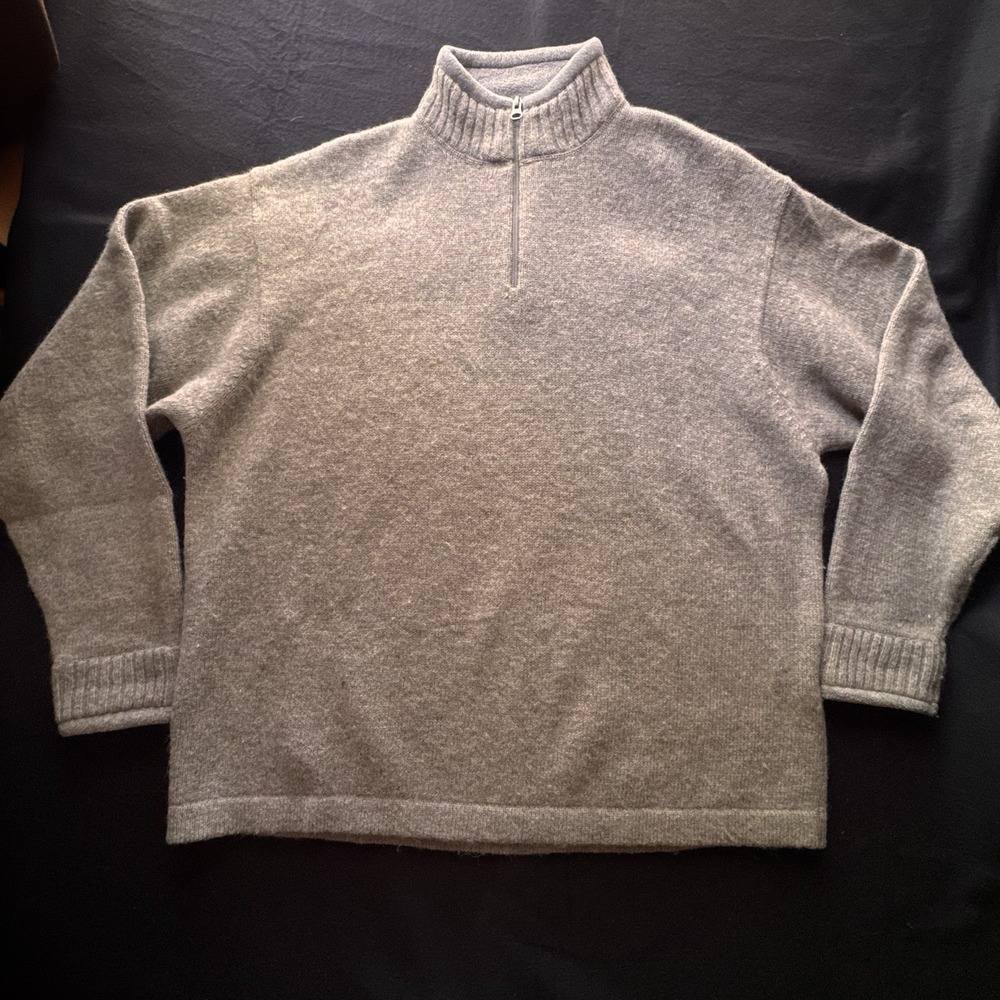 WOOLRICH Sweater Mens XL Ash Heather Wool American Outdoor Preppy Outdoorsman